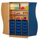Hochschrank mit Wellent&uuml;ren, 15 hohe ErgoTray Boxen & 2 Einlegeb&ouml;den