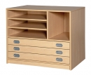 Papierschrank mit 3 Rollsch&uuml;ben, B/H/T: 102x80x60 cm