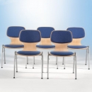 Schalenstuhl gepolstert mit Rundrohrgestell, stapelbar