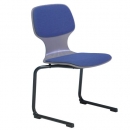 Freischwinger Kufenstuhl mit Polster und Rundrohrgestell