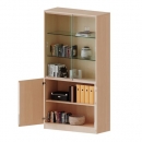 Kombischrank, 5 Ordnerh&ouml;hen, Dreht&uuml;ren unten (2 OH), Glasschiebet&uuml;ren oben (3 OH)