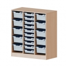ErgoTray Regal mit 20 Boxen, dreireihig, 3 Ordnerhöhen