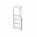 Schrank mit 5 Ordnerhöhen, Tür unten, oben 2 Vitrinentüren