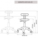 Genito UFO Erzieherstuhl, Drehstuhl mit Gaslift, fahrbar, Sitzteller Polycarbonat (PC)