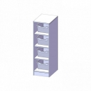 Taschenregal, 3 Ordnerhöhen und 4 hohen Ergo Tray Boxen