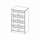 Taschenregal, 3 Ordnerhöhen und 8 hohen Ergo Tray Boxen