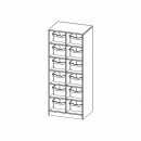 Taschenregal, 4,5 Ordnerhöhen und 12 hohen Ergo Tray Boxen