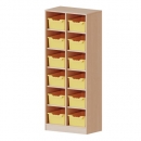 Taschenregal, 4,5 Ordnerhöhen und 12 hohen Ergo Tray Boxen