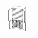 Bastelschrank 4-türig mit 18 flachen ErgoTray Boxen, 104,5x190x65 cm