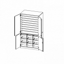 Bastelschrank 4-türig mit 9 hohen ErgoTray Boxen, 104,5x190x65 cm