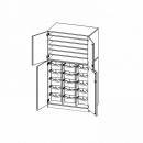 Bastelschrank 4-türig mit 15 hohen ErgoTray Boxen