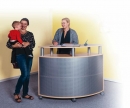 Empfangstresen Viertelkreisregal mit Aufsatzbord