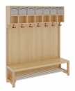Garderobe BHT 140x26/158x39cm, dopp.Abl.m.Box, Paneel-RW, Rost