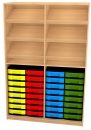 Materialschrank mit 32 flachen Boxen, BxHxT 127x190x50 cm