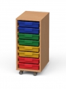Materialcontainer fahrbar mit 8 flachen Modulboxen
