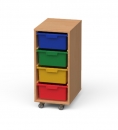 Materialcontainer fahrbar mit 4 hohen Modulboxen