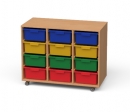 Materialcontainer fahrbar mit 12 hohen Modulboxen