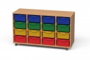 Materialcontainer fahrbar mit 16 hohen Modulboxen