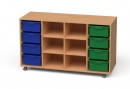 Materialcontainer fahrbar mit 8 hohen Modulboxen