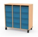 Materialcontainer fahrbar BxHxT 95,1x95,9x42 cm, 12 Boxen