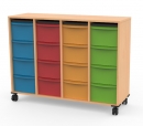 Materialcontainer fahrbar mit 16 hohen Modulboxen