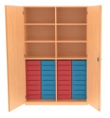 Materialschrank mit 32 flachen Boxen, BxHxT 123x190x50 cm