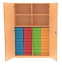Materialschrank mit 40 flachen Boxen, BxHxT 123x190x50 cm