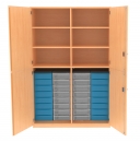 Materialschrank mit 32 flachen Boxen, BxHxT 123x190x50 cm