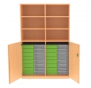 Materialschrank mit 32 flachen Boxen, BxHxT 123x190x50 cm