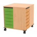 Spieleturm fahrbar, BxHxT 70x75x70 cm mit 24 flache Boxen