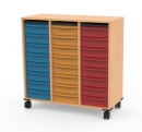 Materialcontainer fahrbar mit 24 flachen Modulboxen