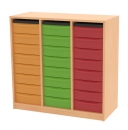 Materialcontainer 3-reihig BxHxT 95x92x42 cm, 24 Boxen