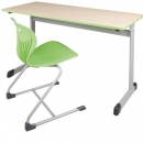 Zweier-Schülertisch 130x65 cm Modell T, Melaminharz-beschichtete Tischplatte mit PU-Kante