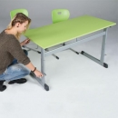 Zweier-Schülertisch 130x65 cm, höhenverstellbar, Platte Melamin mit ABS-Kante