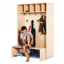 Korpusgarderobe mit einschiebbarer Bank