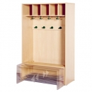 Korpusgarderobe mit einschiebbarer Bank