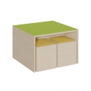 Tischpodest mit Linoleumdeckplatte und 4 Hockern