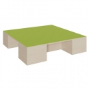 Quadrat-Podest mit Linoleum-Deckplatte und 2 Garagennischen