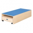Rechteck-Podest mit Auszugsbett, Linoleum-Deckplatte