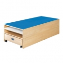 Rechteck-Podest mit Auszugsbett, Linoleum-Deckplatte