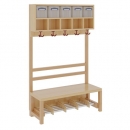 Komplettgarderobe mit doppelter Ablagereihe inklusive Boxen