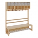 Komplettgarderobe mit doppelter Ablagereihe inklusive Boxen