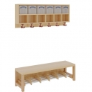 Komplettgarderobe mit doppelter Ablagereihe inklusive Boxen