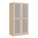 Liegepolsterschrank zweitürig, 227 cm hoch, oben Polster, unten Bettzeugfächer