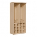 Liegepolsterregal 227 cm hoch, oben Polster, unten Bettzeugfächer