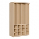 Liegepolsterregal 227 cm hoch, oben Polster, unten Bettzeugfächer