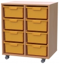 Materialcontainer fahrbar, mit 8 hohen Modulboxen