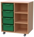 Materialcontainer fahrbar, mit 4 hohen Modulboxen