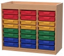 Materialcontainer  mit 24 flachen Modulboxen