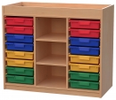 Materialcontainer mit 12 flachen Modulboxen